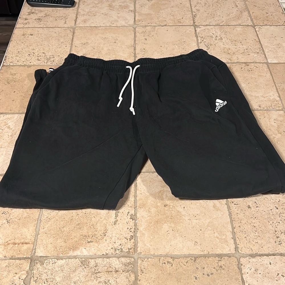Adidas Mens Black Large Joggers Drawstring Sweatpants